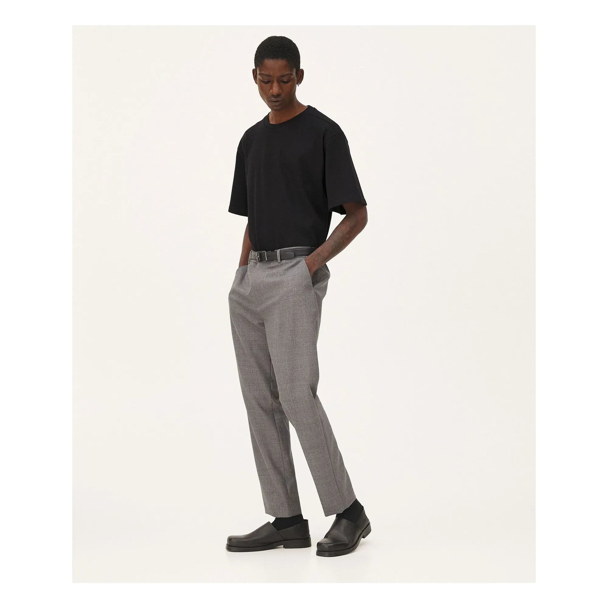 Noyoco - Straight-leg wool pants | Dark grey