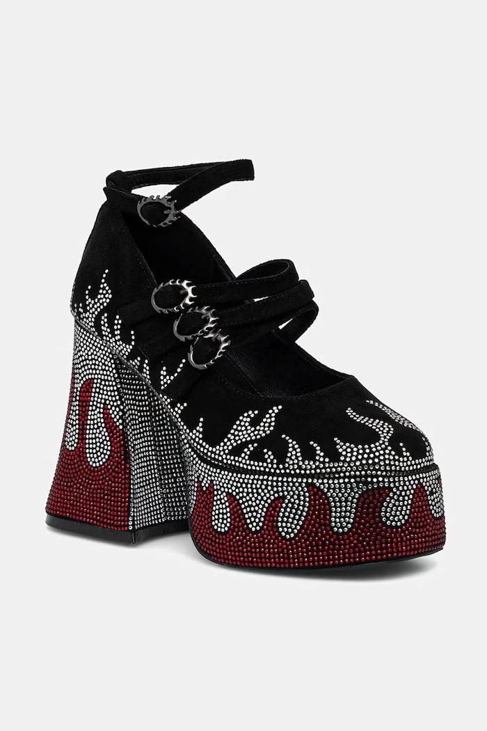 Koi Footwear Kalın Topuklu Blazed Flames Strappy Heels