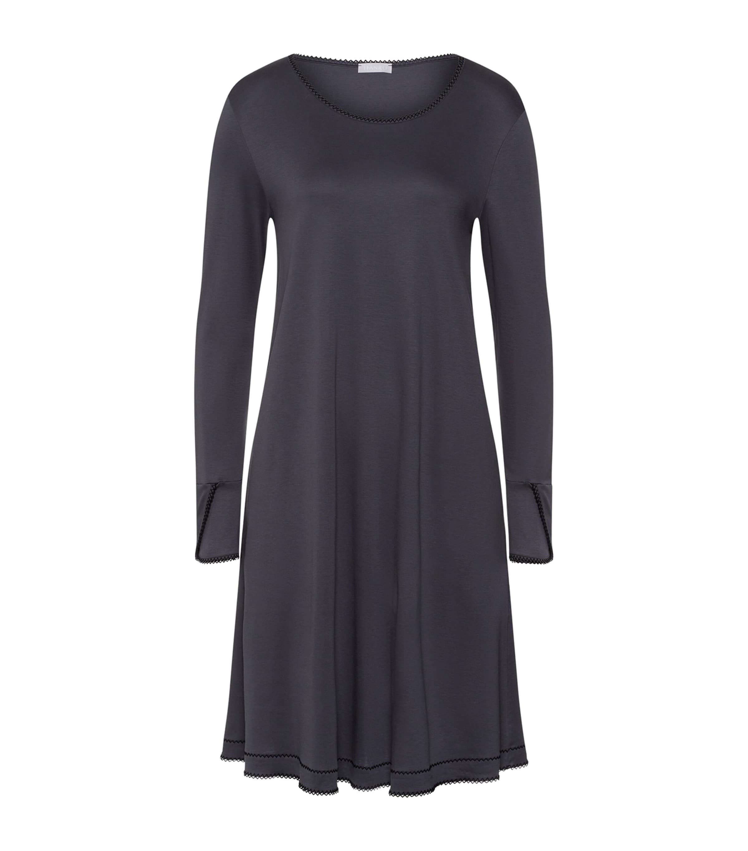 Cotton Long-Sleeve Una Nightdress BLACK PEARL