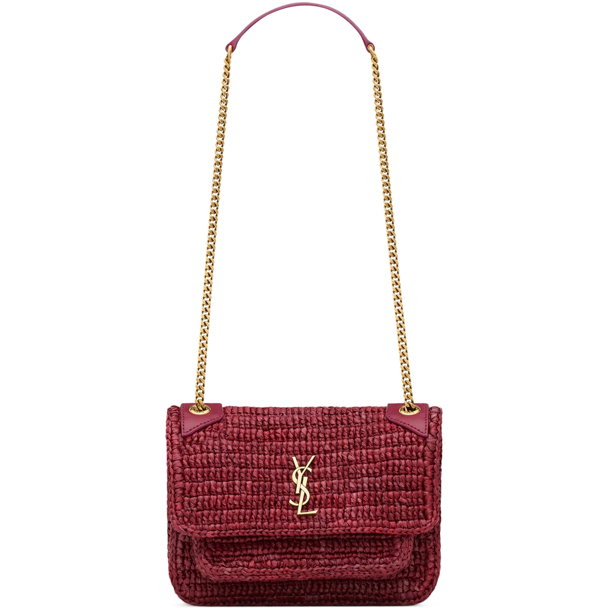 Saint Laurent Pink Mini Raffia Niki Shoulder Bag