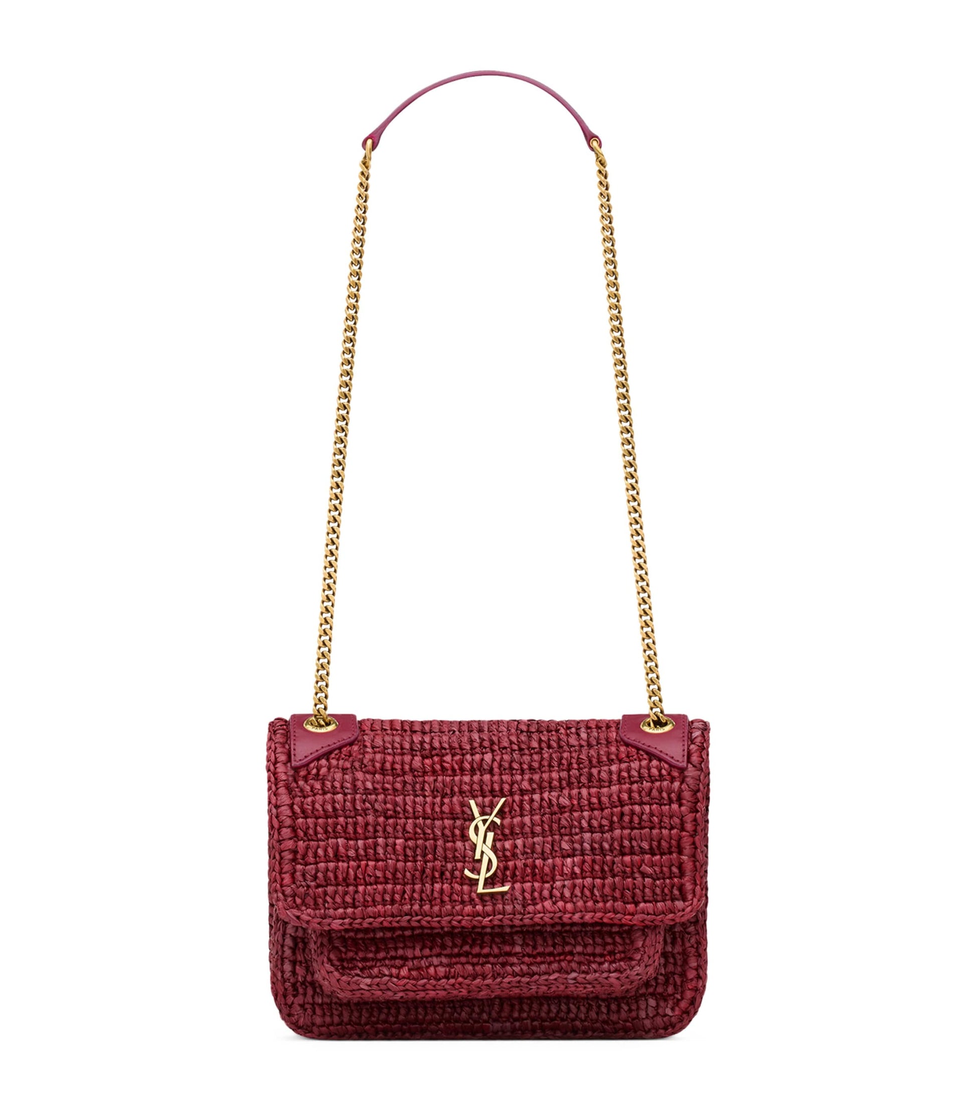Saint Laurent Pink Mini Raffia Niki Shoulder Bag