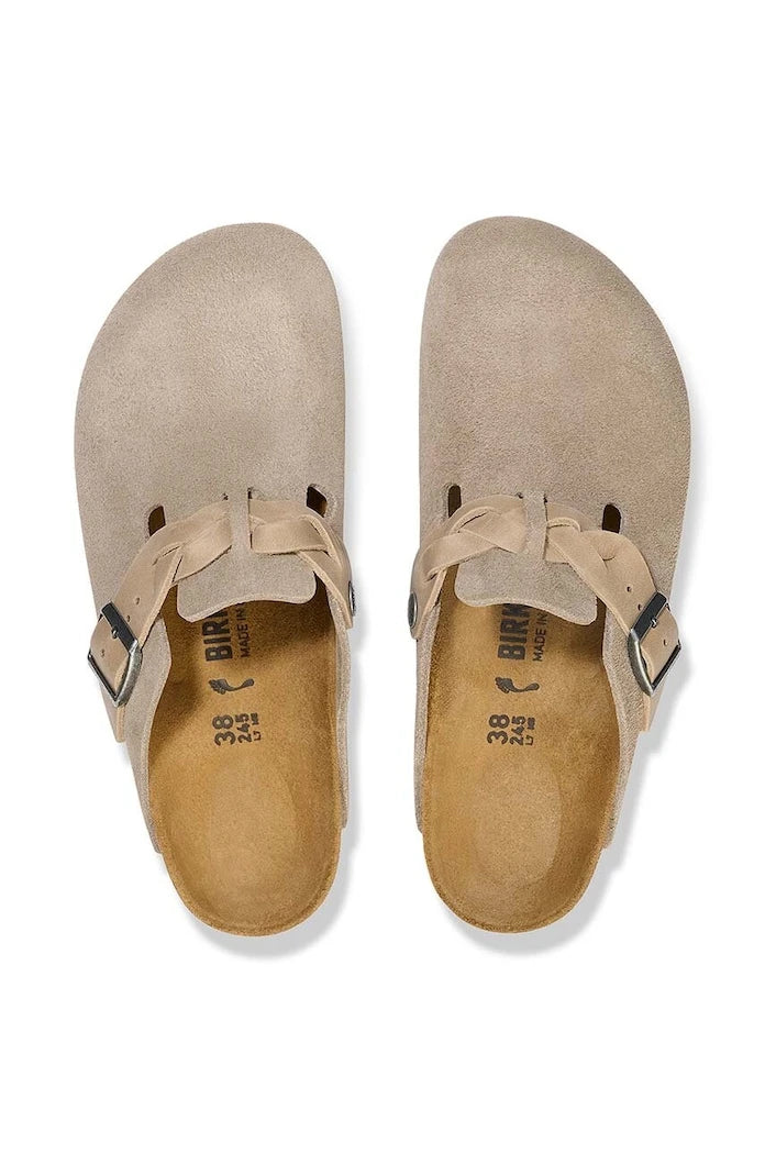Велурени чехли Birkenstock Boston Braided