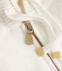 White Cashmere-Cotton Blend Zip-Up Hoodie