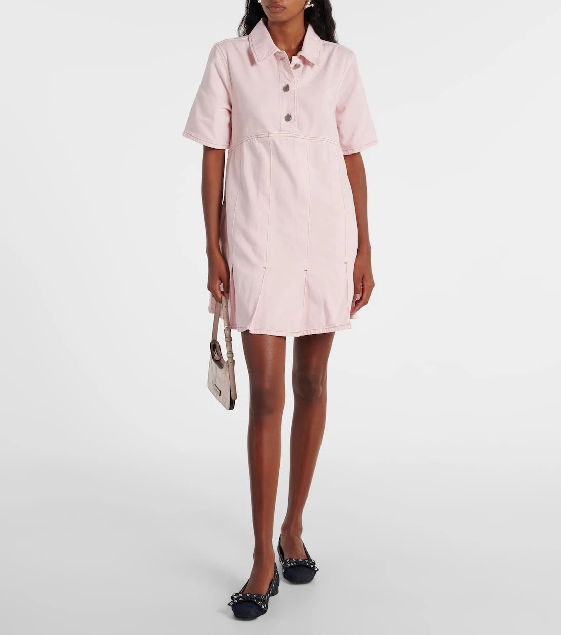 Ganni - Pleated denim shirt dress