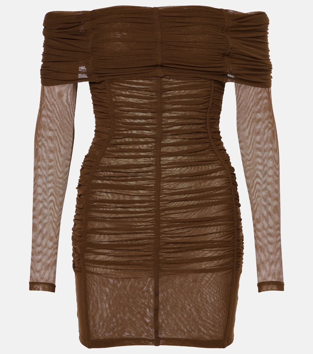 The Attico - Ruched off-shoulder jersey minidress