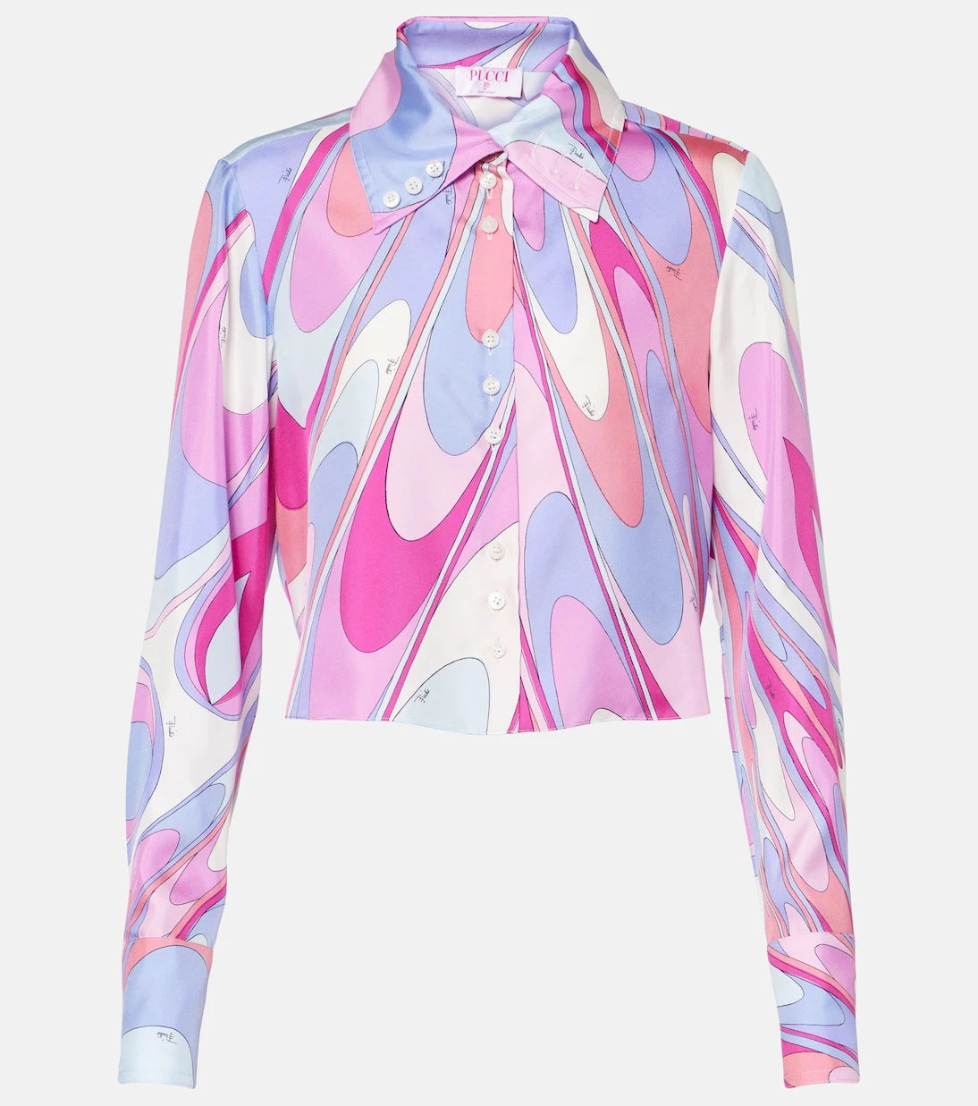 Pucci - Printed cropped silk twill shirt