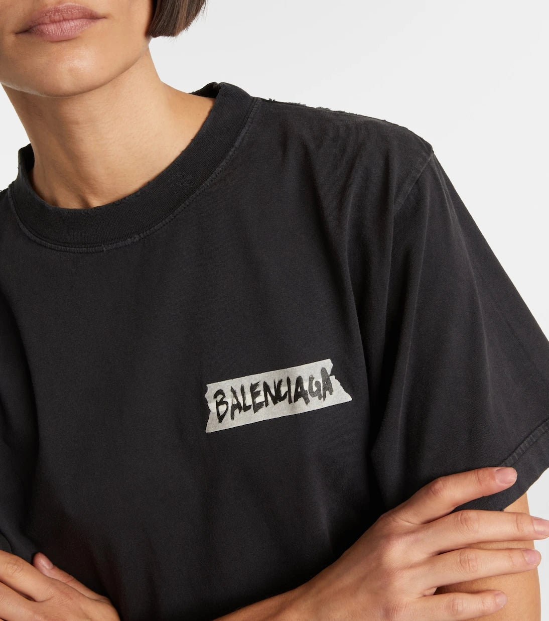 Balenciaga - Logo distressed cotton jersey T-shirt