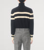 Valentino Garavani Black Virgin Wool Stripe Rollneck Sweater
