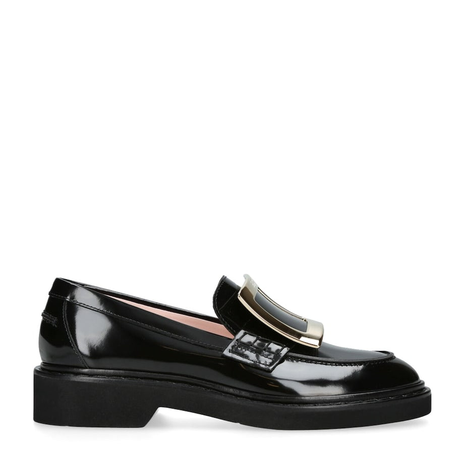 Roger Vivier Black Leather Viv' Rangers Loafers