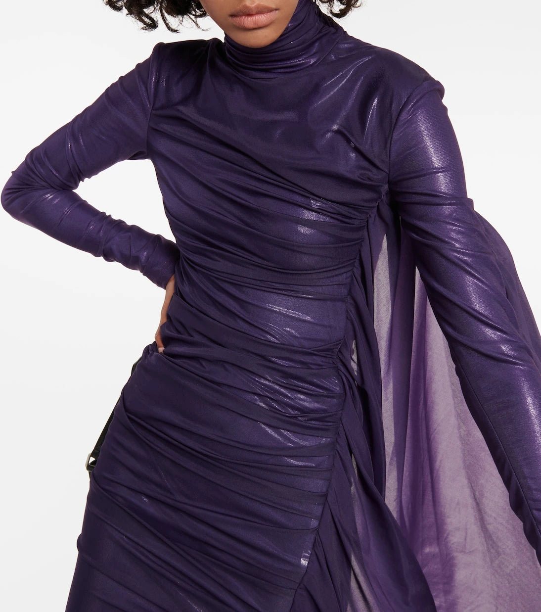 Mugler - Asymmetric draped chiffon minidress