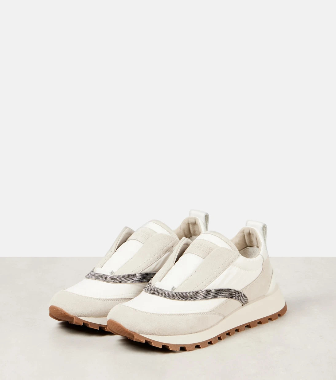 Brunello Cucinelli - Monili leather-trimmed sneakers