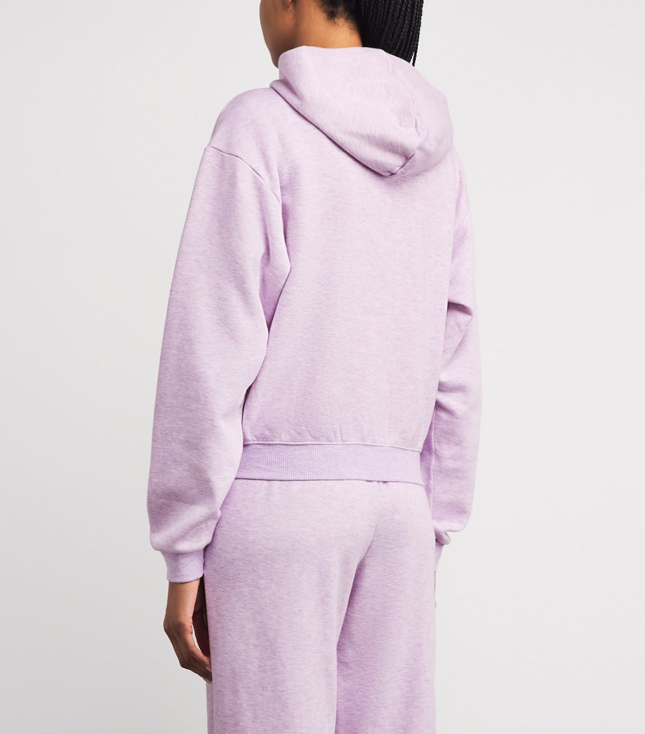Purple Cotton-Blend Fleece Zip-Up Hoodie