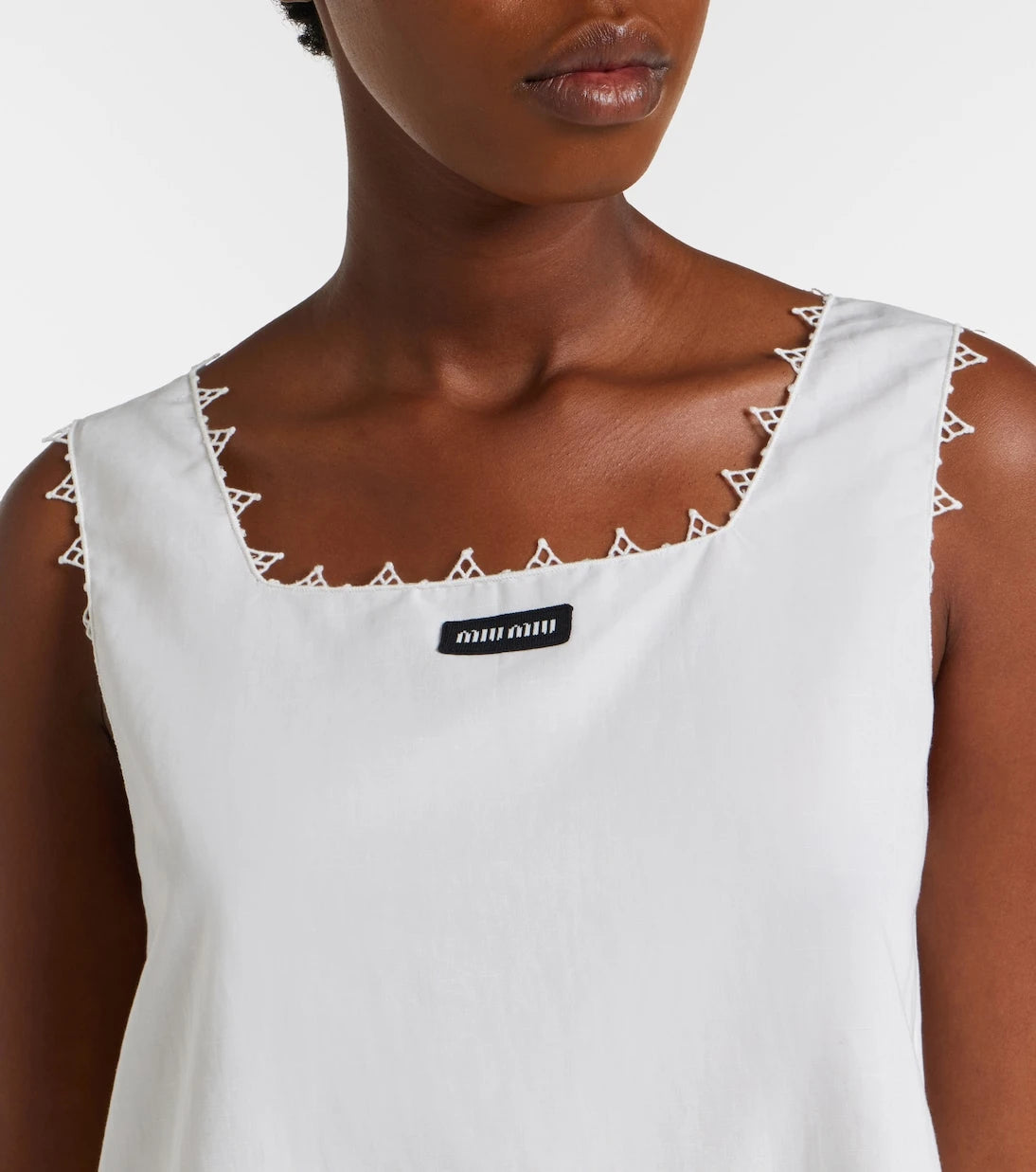Miu Miu - Embroidered cotton and linen minidress