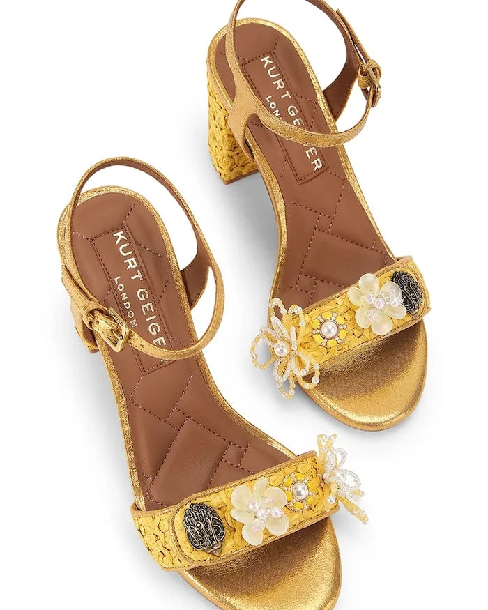Kurt Geiger London kalın topuklu sandalet ayakkabı Kensington Langley Raffia