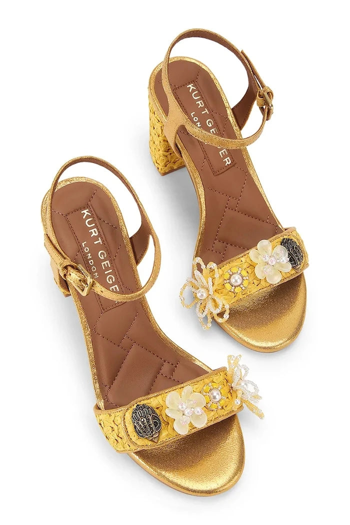 Kurt Geiger London kalın topuklu sandalet ayakkabı Kensington Langley Raffia