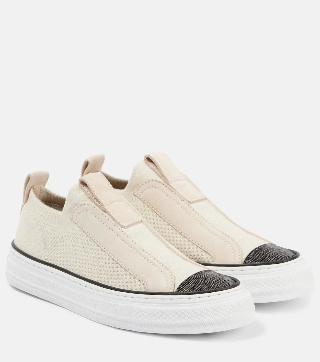 Brunello Cucinelli - Suede-trimmed canvas sneakers