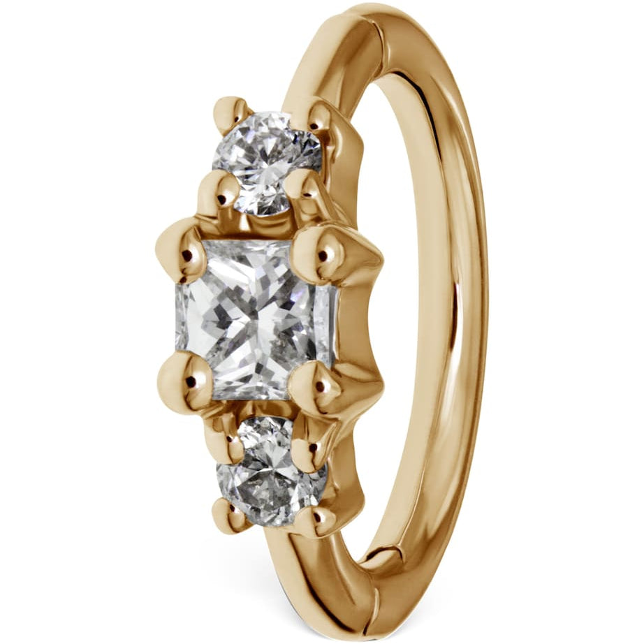 Yellow Gold Diamond Princess Hoop Earring (6.5mm)