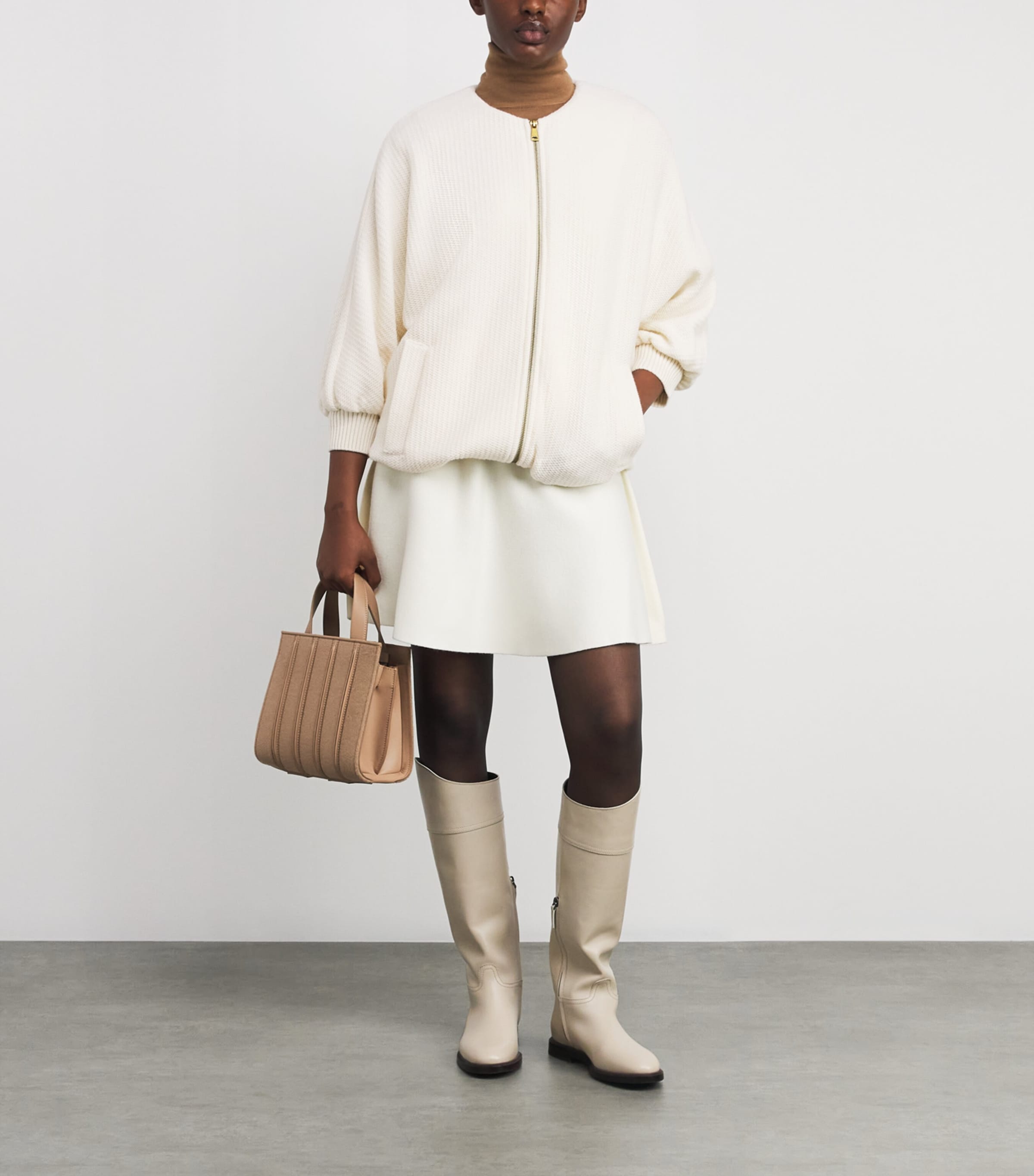 White Wool-Cashmere Knitted Jacket
