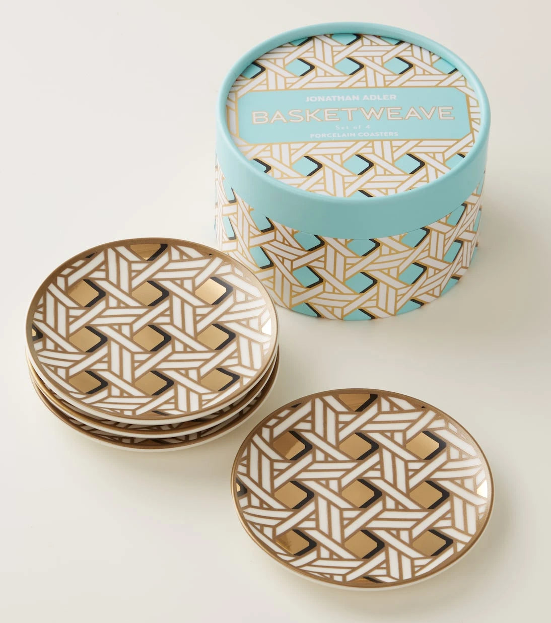 Jonathan Adler - Basketweave set of 4 coasters