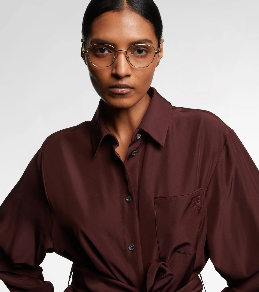 Loewe - نظارة معدنية رفيعة مربعة