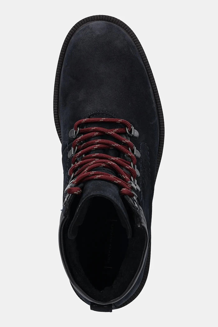 Обувки от набук Tommy Hilfiger CLEATED HILFIGER WRM HOOK BOOT