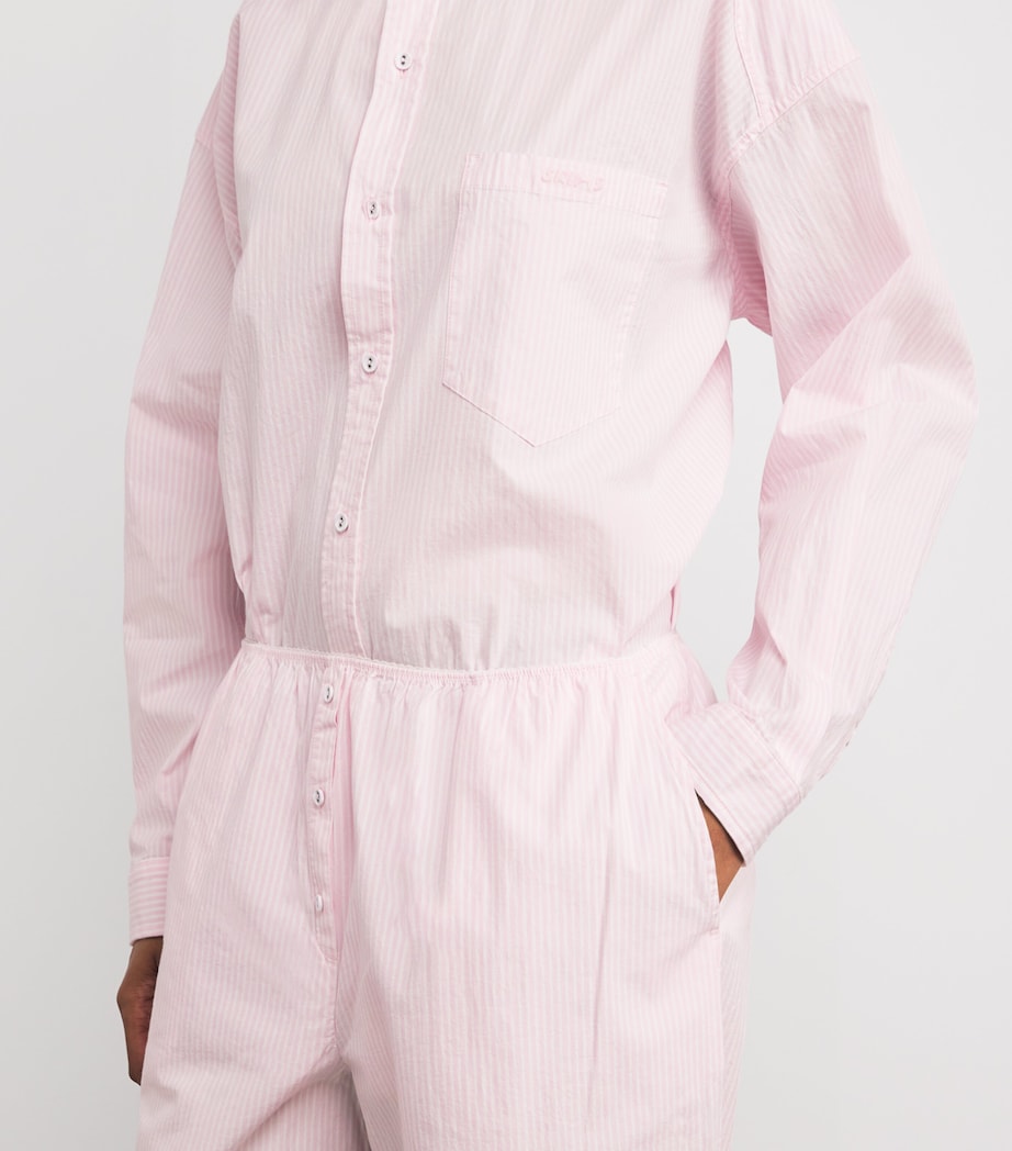 Pink Stretch-Cotton Stripe Pyjama Set