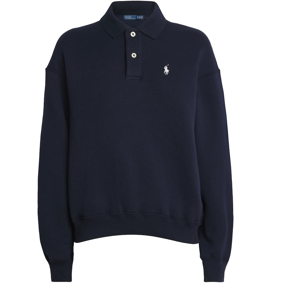 Polo Ralph Lauren Navy Fleece Polo-Collar Sweatshirt