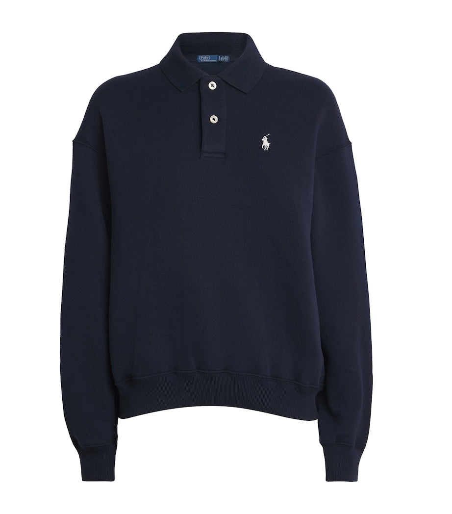 Polo Ralph Lauren Navy Fleece Polo-Collar Sweatshirt