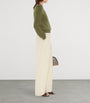 Burberry Green Wool-Cashmere-Blend Epaulette Sweater