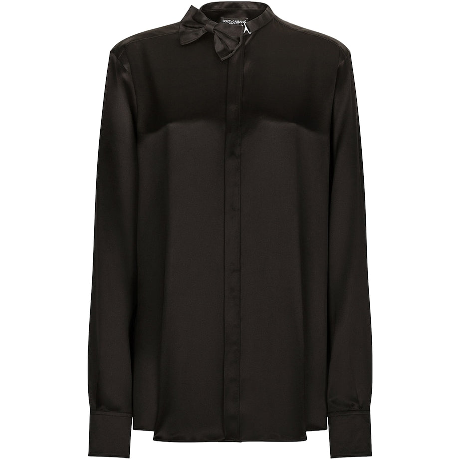 Dolce & Gabbana Multi Silk Bow Tie-Detail Blouse