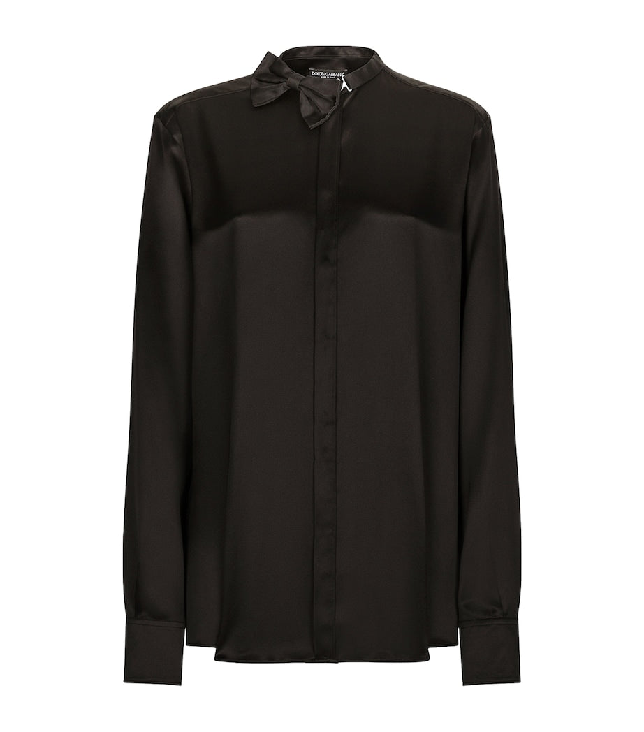 Dolce & Gabbana Multi Silk Bow Tie-Detail Blouse