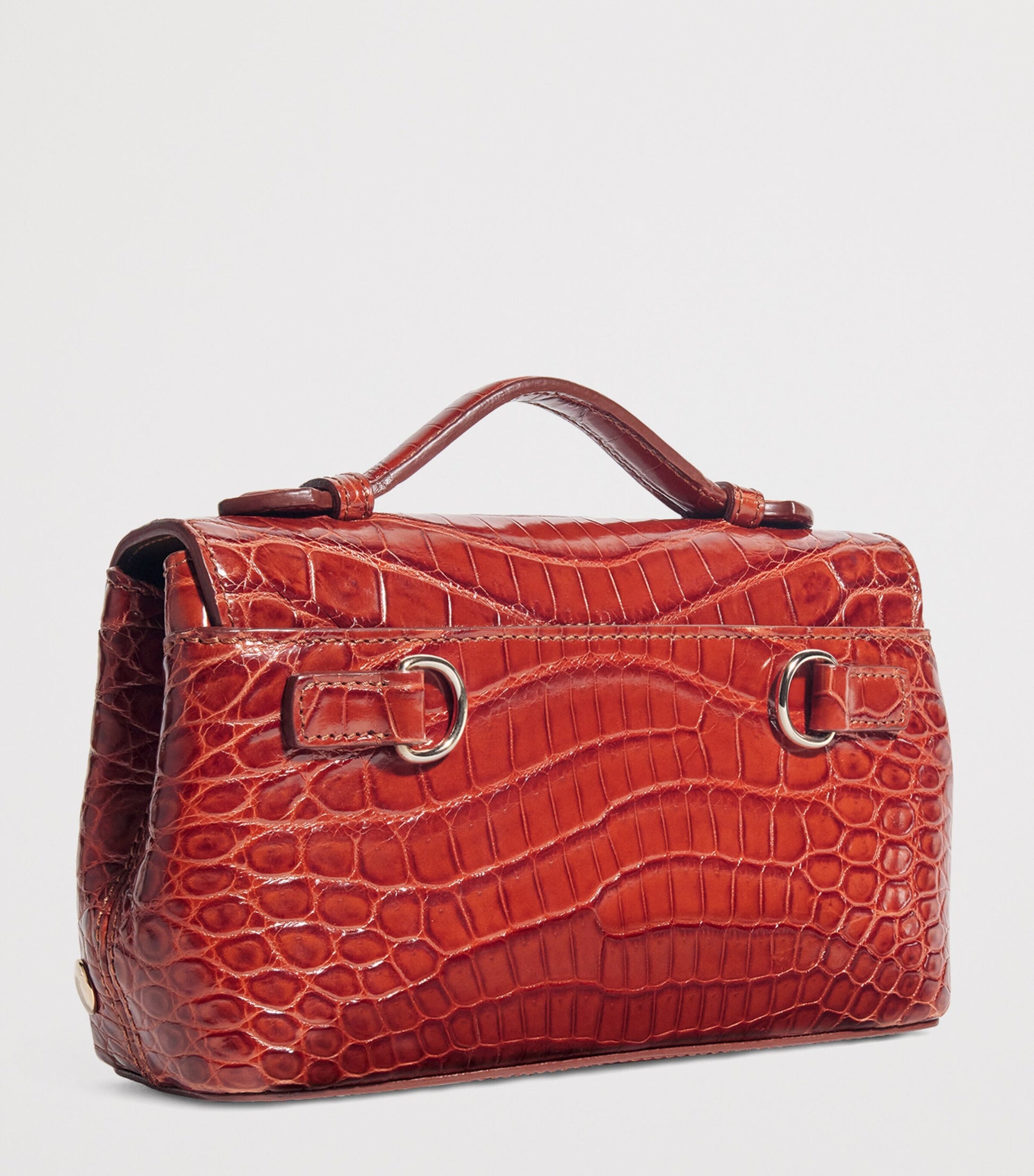 Analeena Gold Crocodile Leather Top-Handle Bag