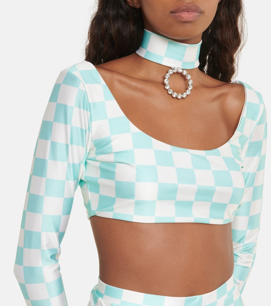 Alessandra Rich - Embellished checked bikini