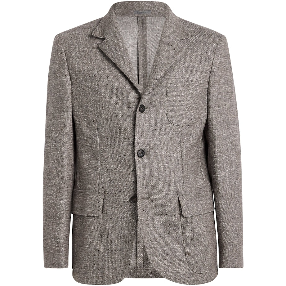 Corneliani Beige Virgin Wool-Silk-Blend Blazer