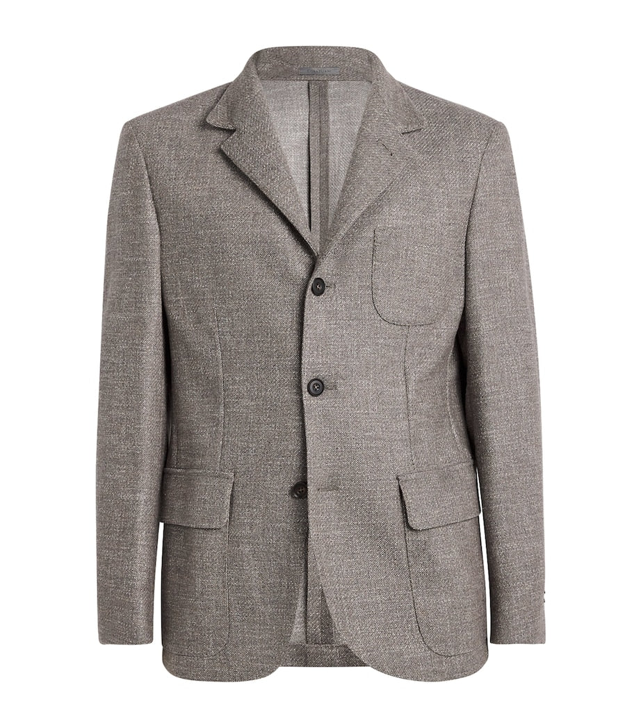 Corneliani Beige Virgin Wool-Silk-Blend Blazer
