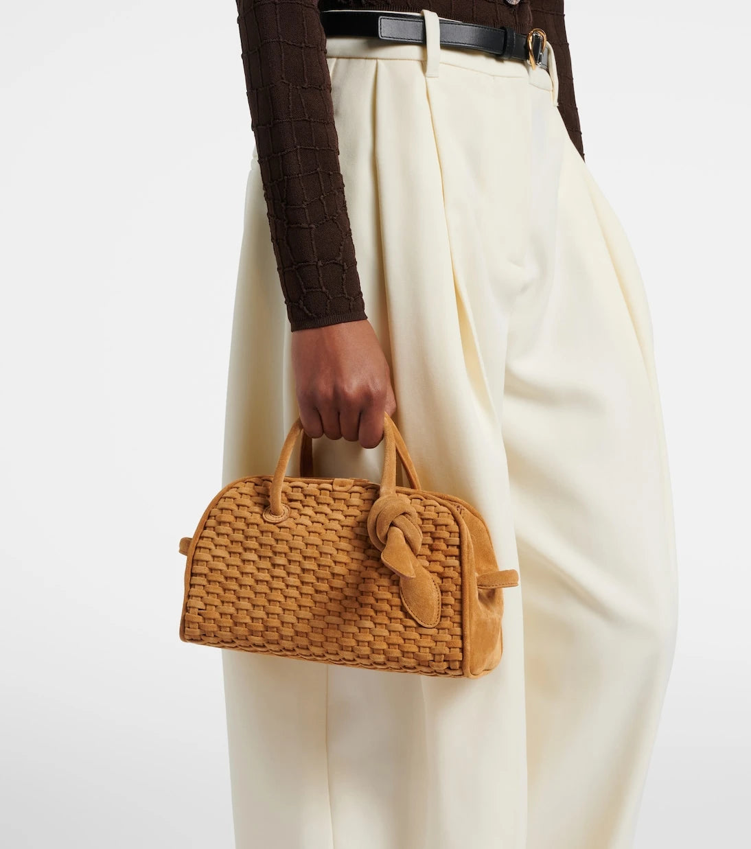 Jacquemus - Turismo Small woven suede bowling bag