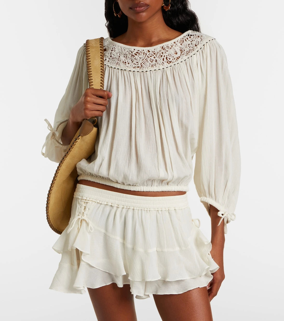 Isabel Marant - Nelida guipure lace-trimmed silk blouse