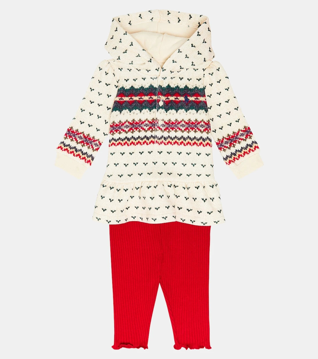 Polo Ralph Lauren Kids - طقم هودي وبنطلون ليقنز قطني للأطفال الرضع