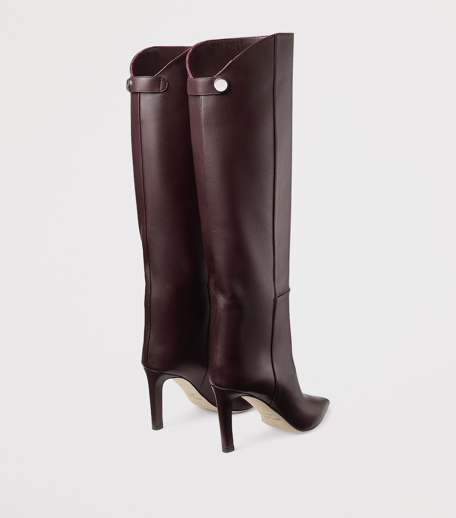Burgundy Alizze 85 Leather Knee-High Boots