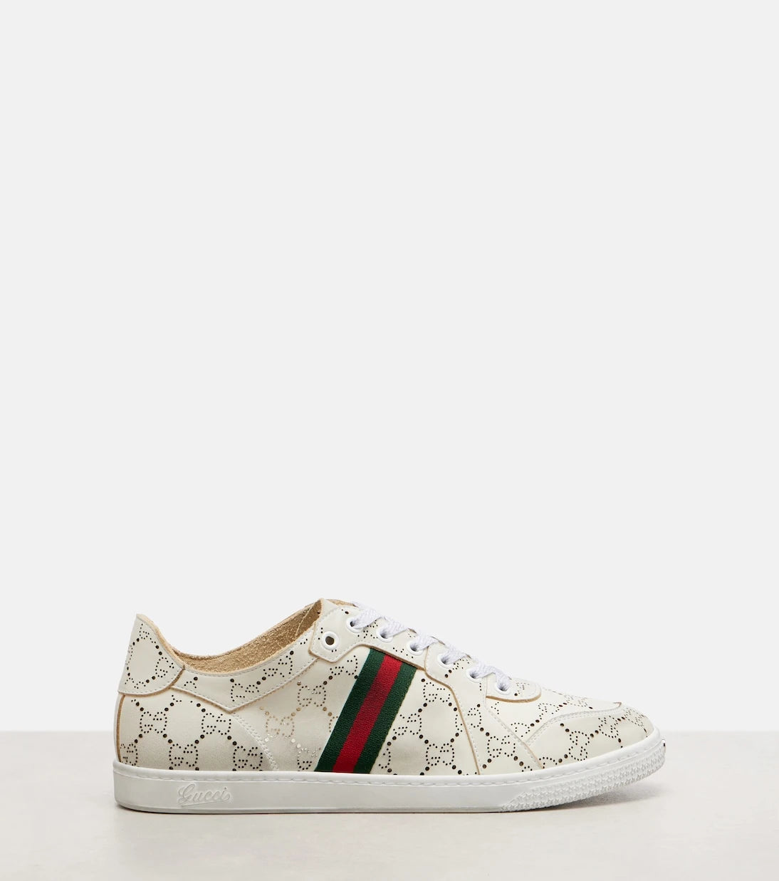 Gucci - Stretch GG Web Stripe leather sneakers