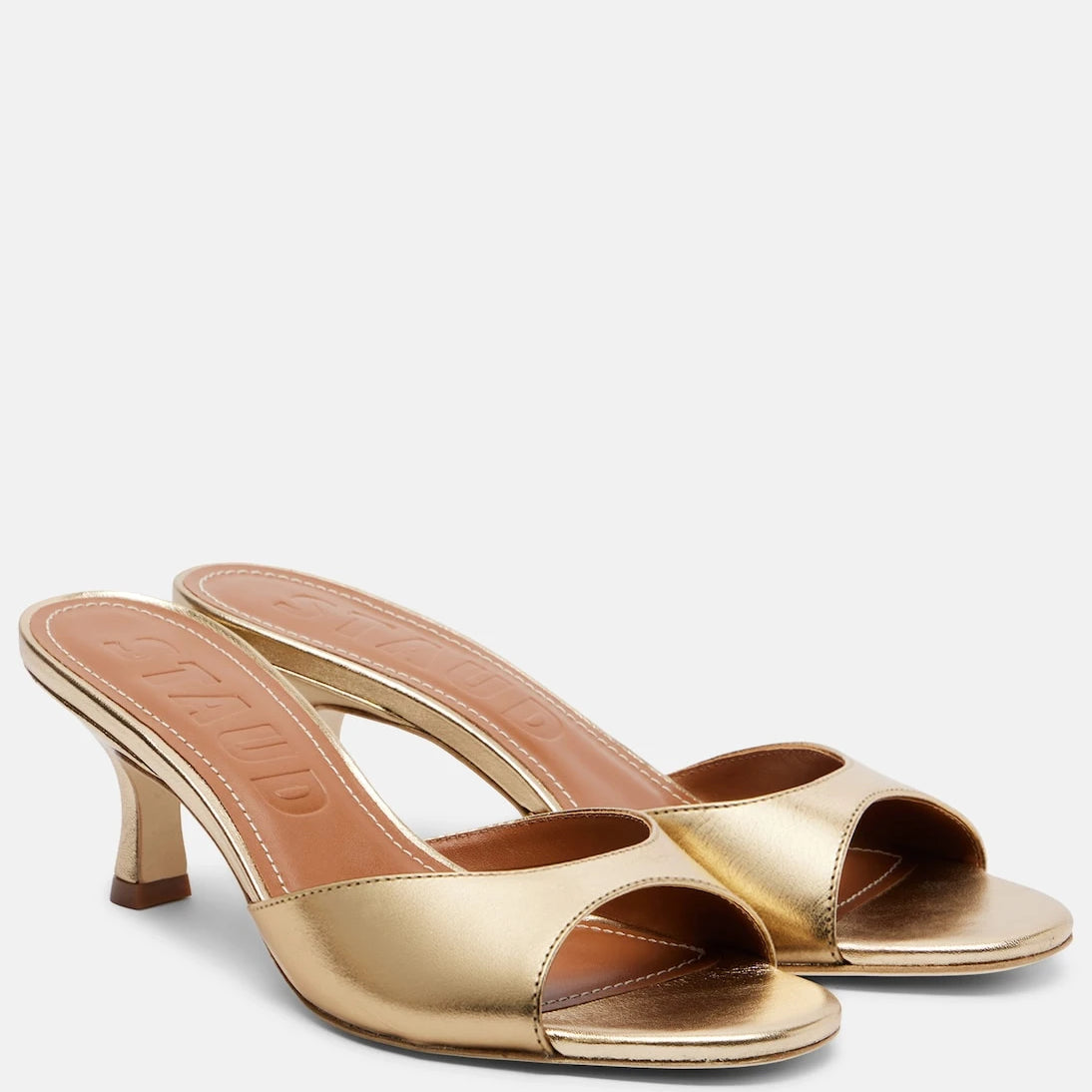 Staud - Brigitte 100 metallic leather mules