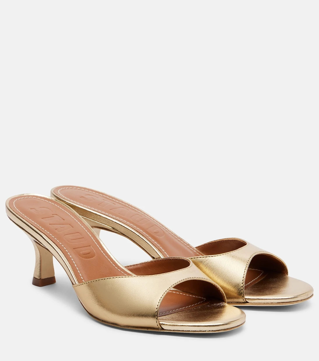 Staud - Brigitte 100 metallic leather mules