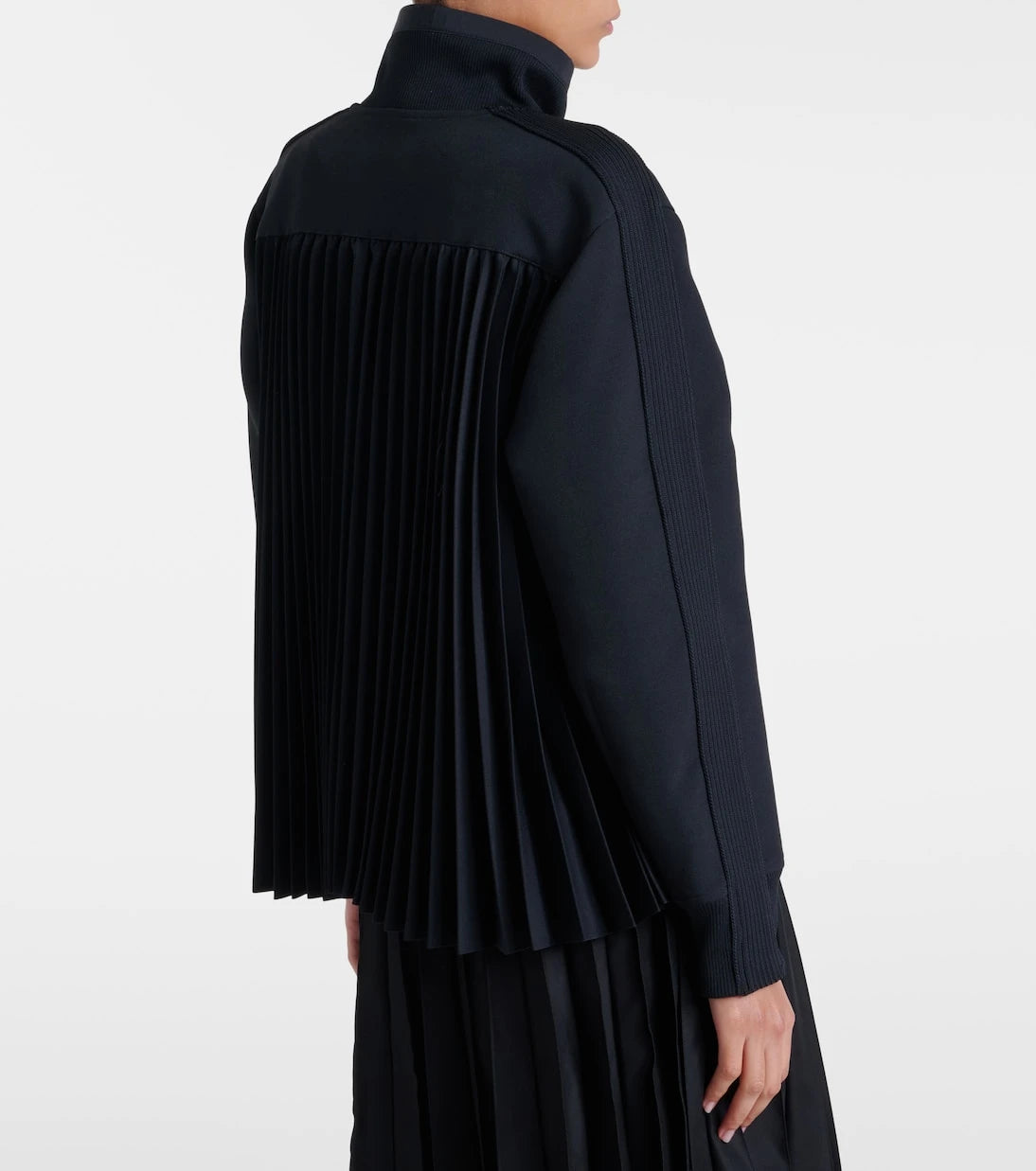 Sacai - Paneled twill zip-up sweatshirt