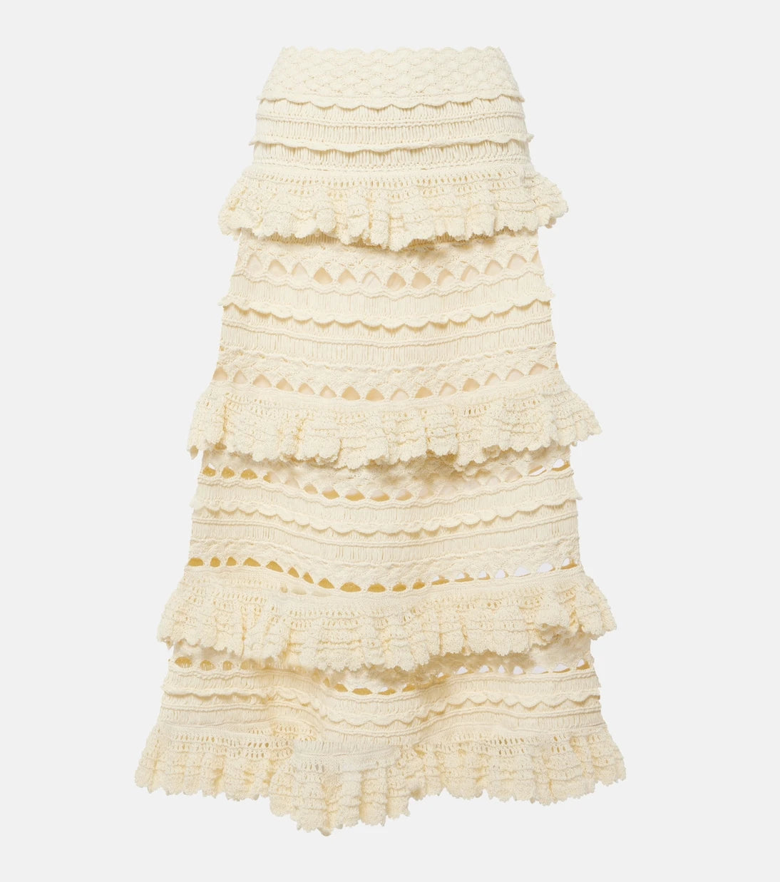 Zimmermann - Waverly ruffled crochet midi skirt