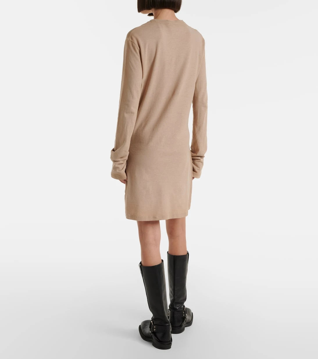 Acne Studios - فستان قصير من جيرسيه القطن بشعار العلامة