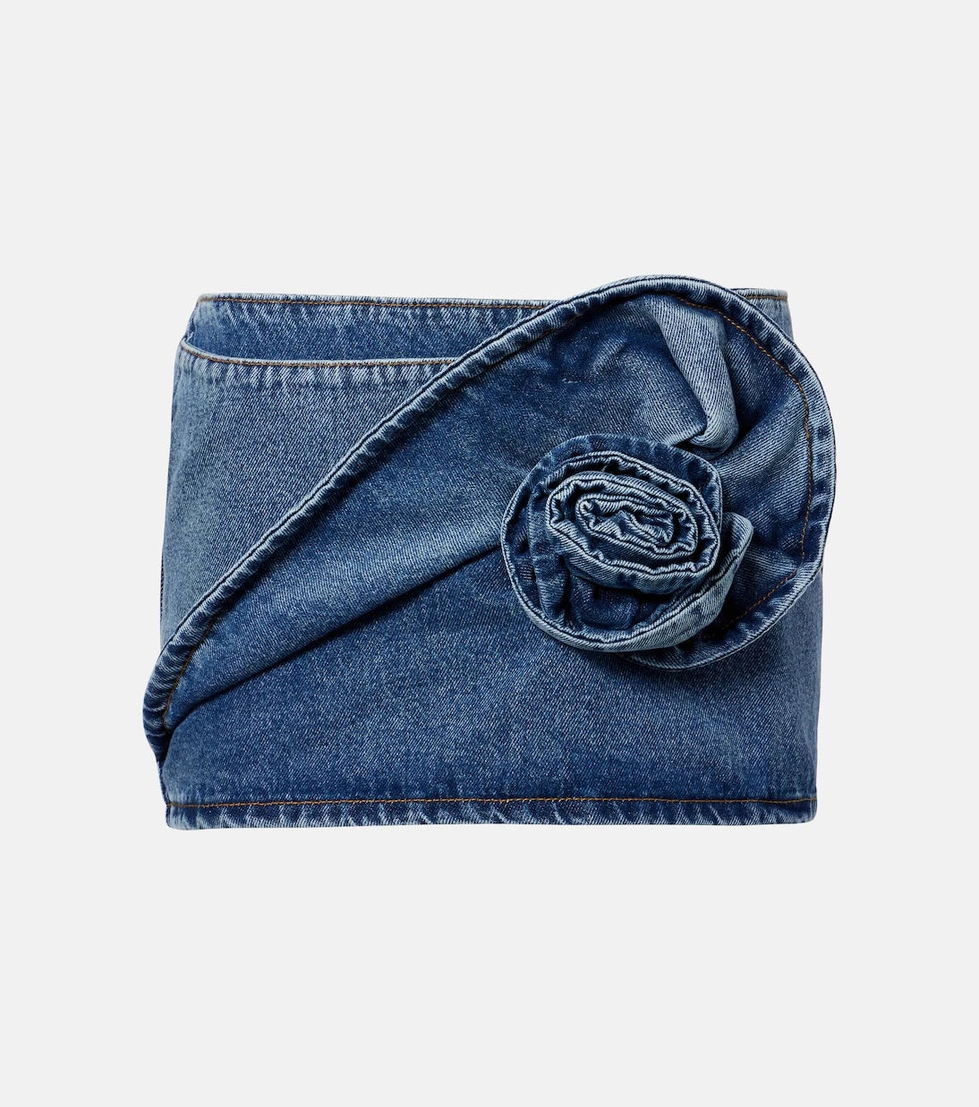 Magda Butrym - Floral-appliqué denim miniskirt