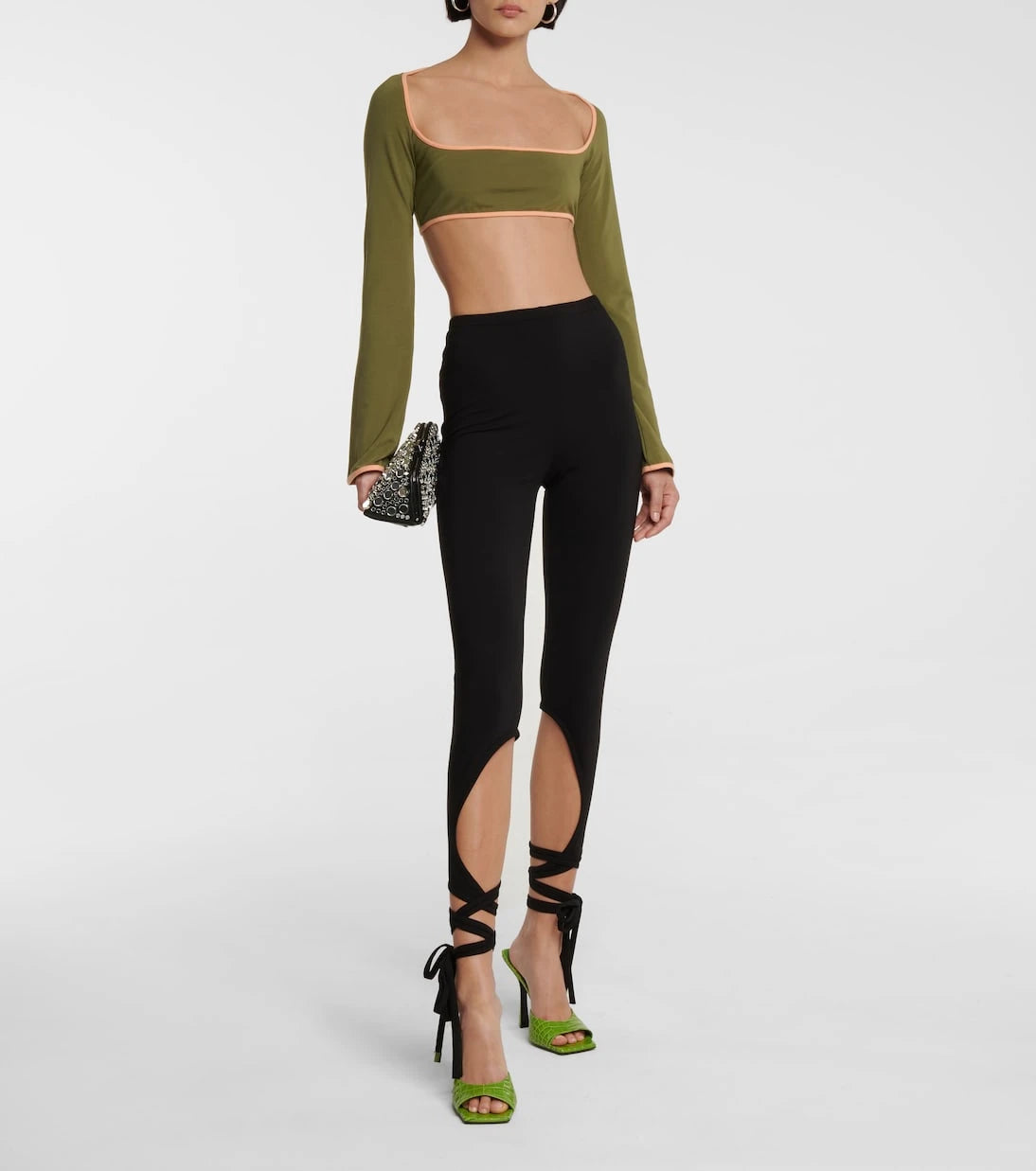 The Attico - Square-neck jersey crop top