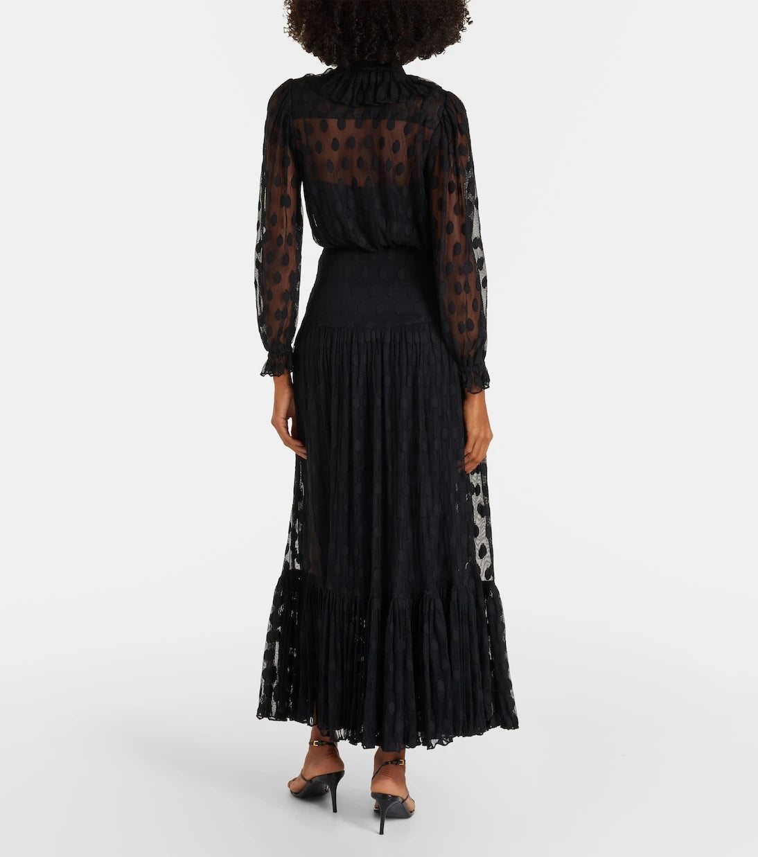 Ulla Johnson - Soraya polka-dot tie-neck mesh maxi dress