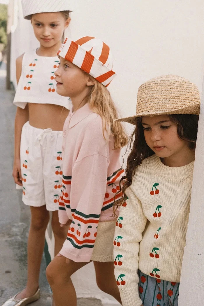 Детски памучен пуловер Tinycottons CHERRIES SWEATER
