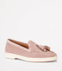 Santoni Pink Suede Feudal Loafers